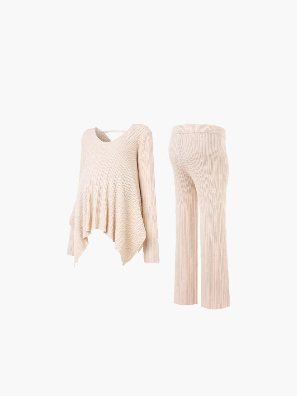 Pregnant Women 2-Piece Set, Solid Long Sleeve Top and Pants, Minimalist Casual Maternity Wear