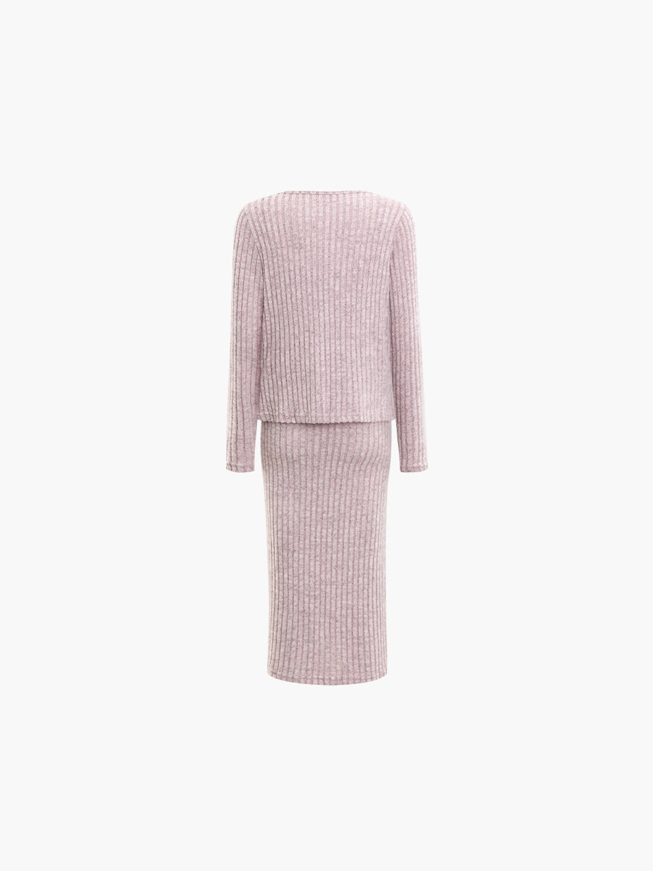 2pcs Maternity Set Solid Color Drop Shoulder Long Sleeve Ribbed Cardigan And Sleeveless Casual Dress