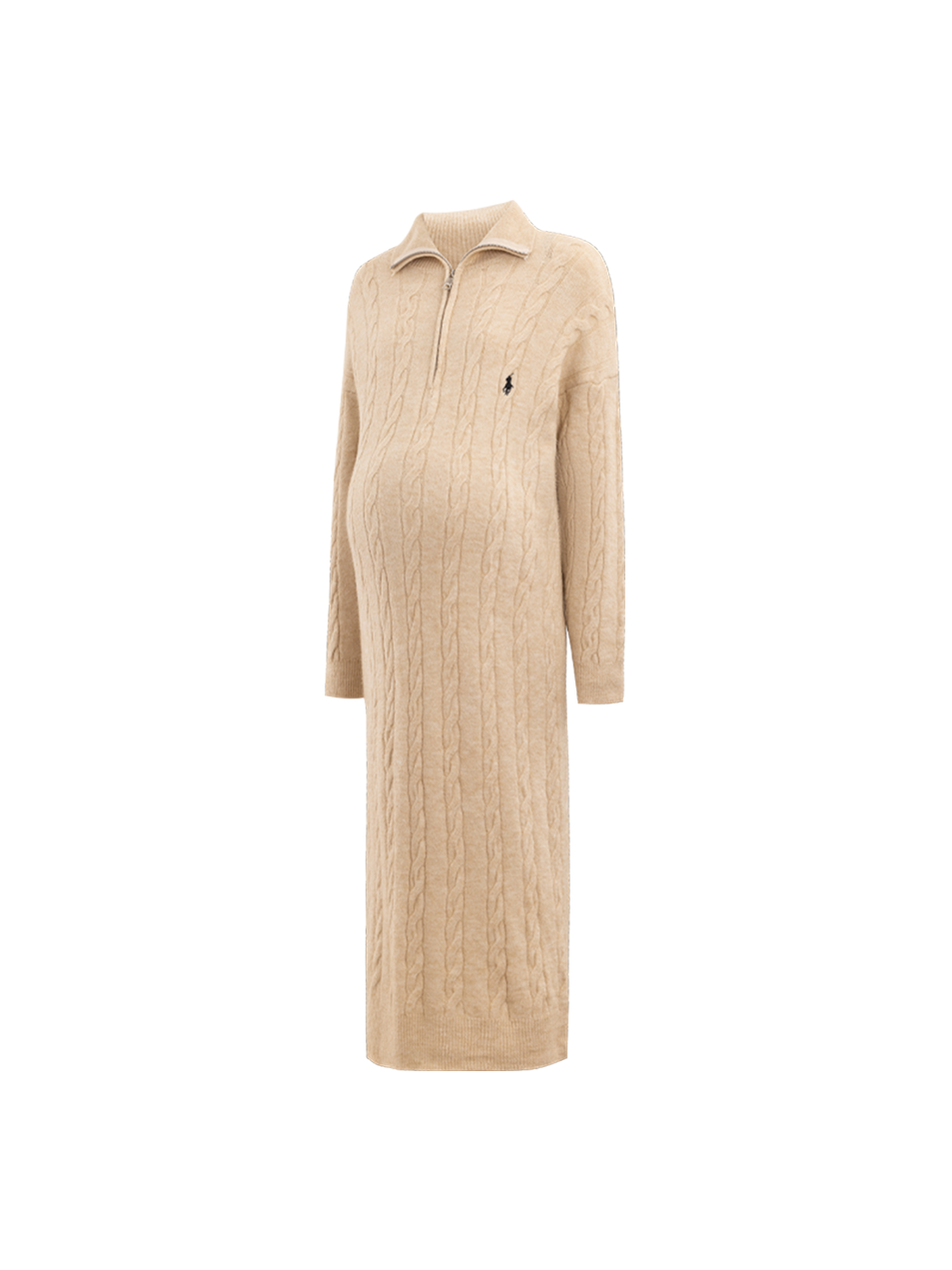 Maternity Dress Polo Ribbed Cardigan Casual Dress