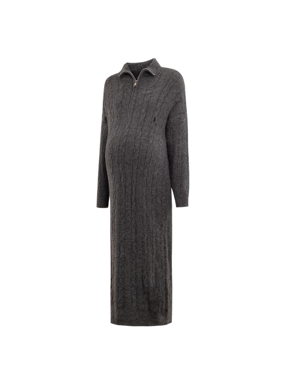 Maternity Dress Polo Ribbed Cardigan Casual Dress