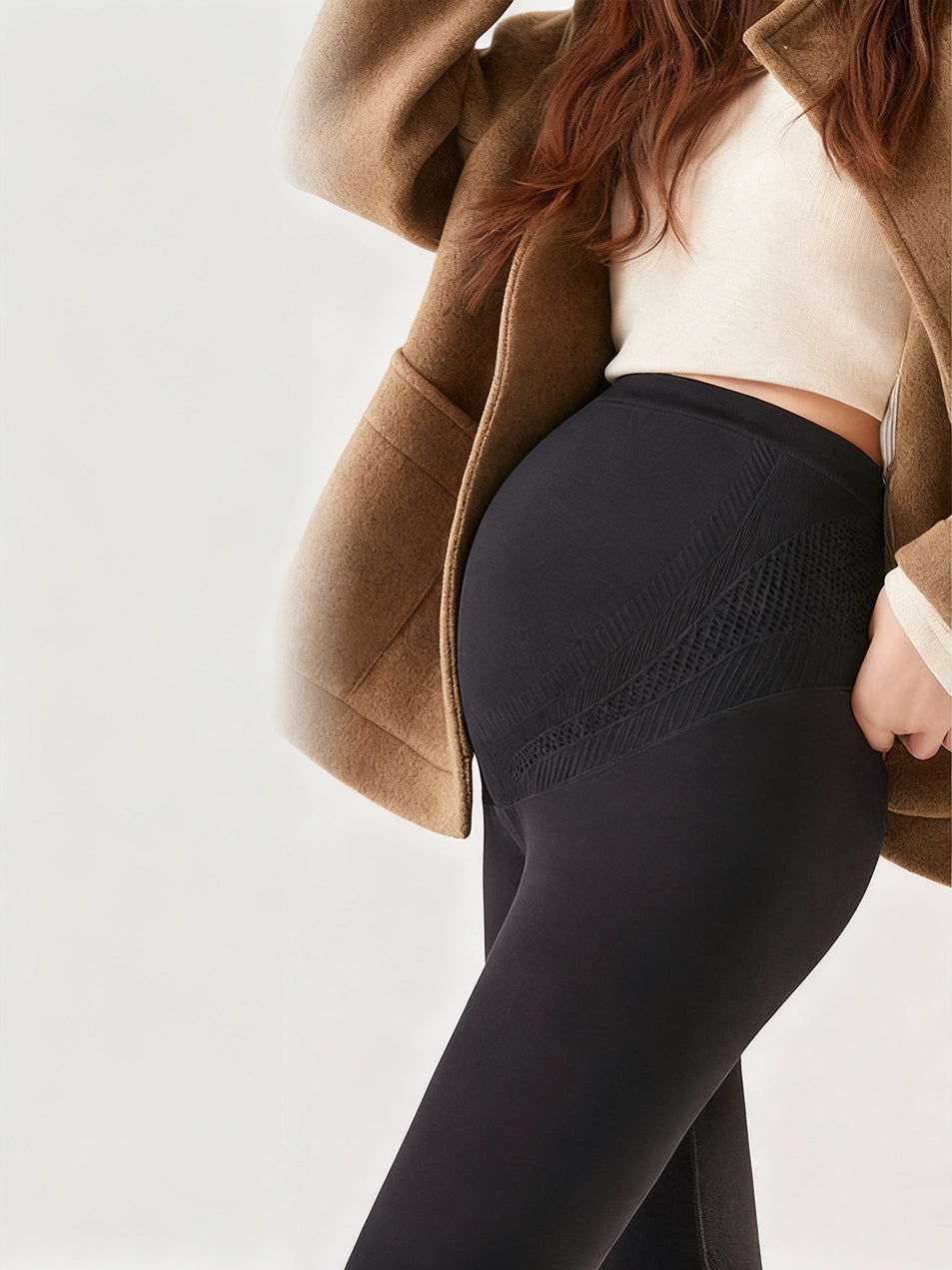 Maternity Winter Leggings with Belly Support,Thermal Pants for Pregnant Women