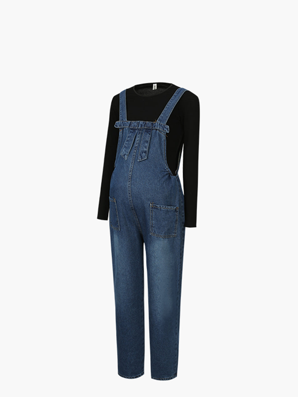 Maternity Casual Loose Denim Overalls, Matching Top For Pregnant Women