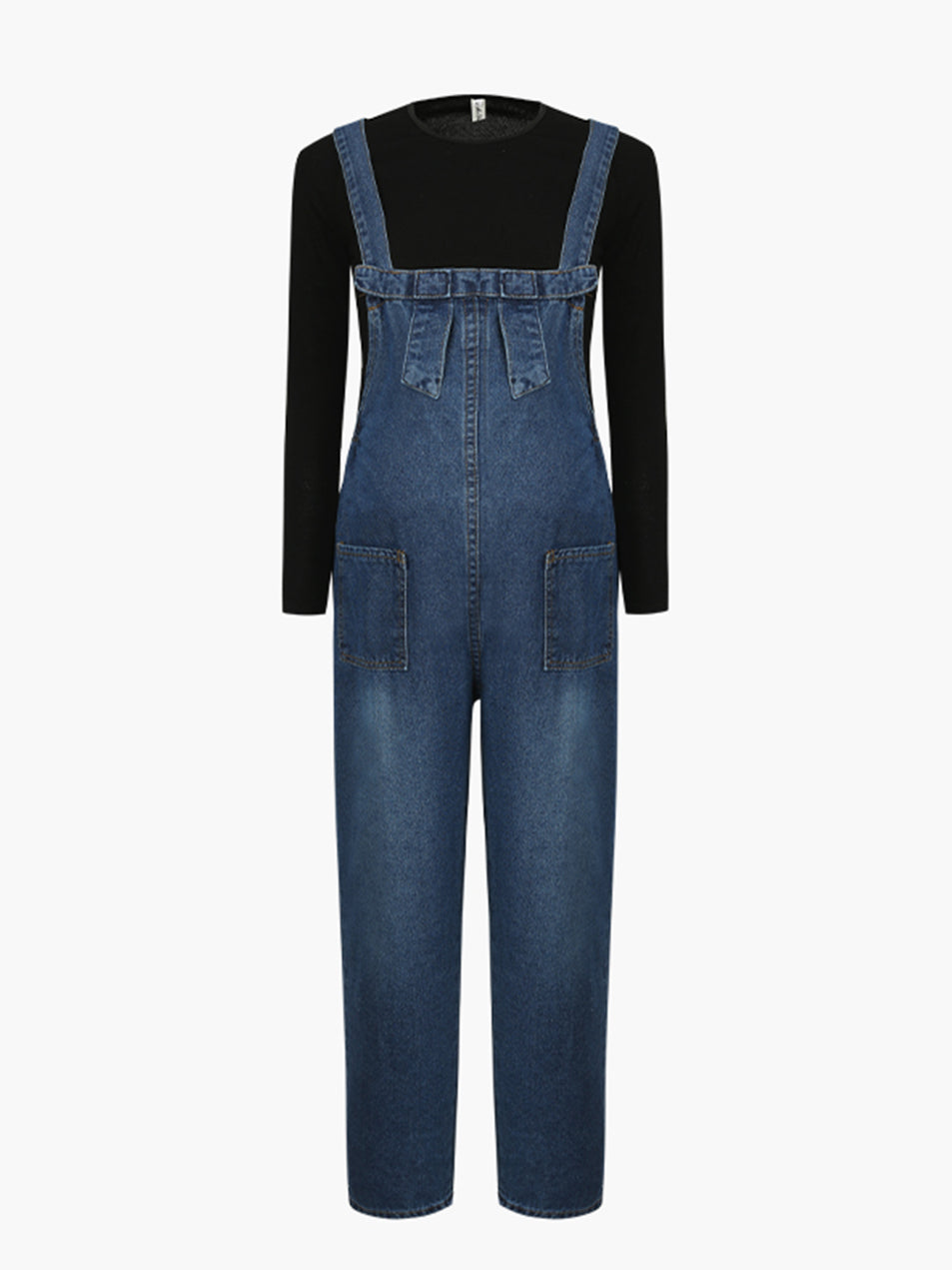 Maternity Casual Loose Denim Overalls, Matching Top For Pregnant Women