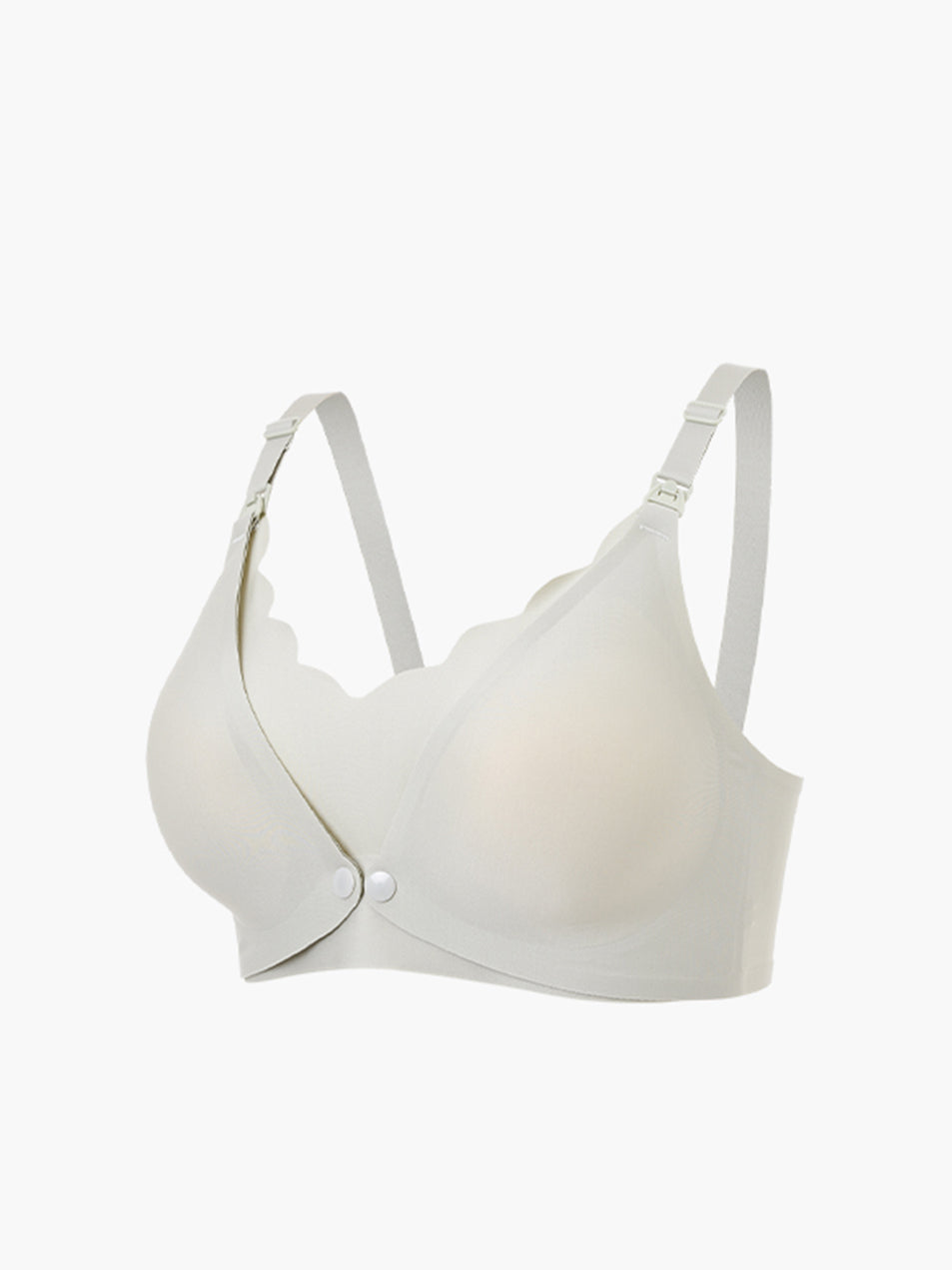 Maternity Solid Color Front Opening Nursing Bra With Adjustable Straps And No Wire Cloud Green