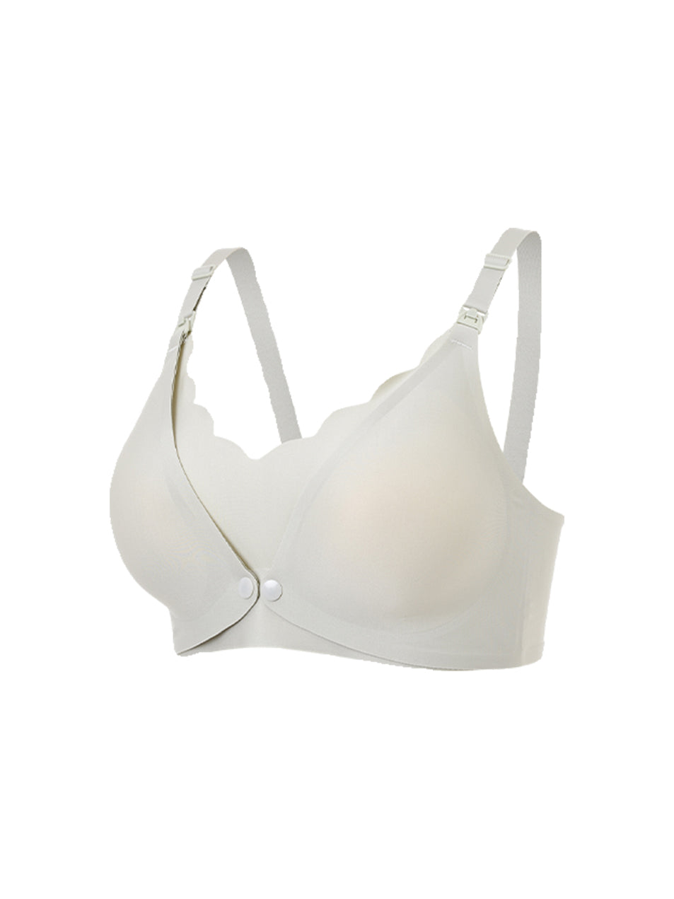 Maternity Solid Color Front Opening Nursing Bra With Adjustable Straps And No Wire Skin Color