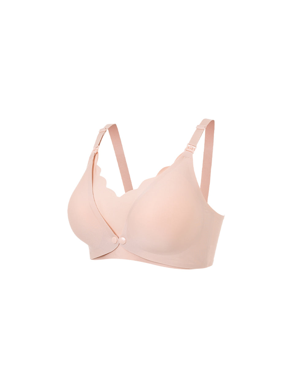 Maternity Solid Color Front Opening Nursing Bra With Adjustable Straps And No Wire Skin Color