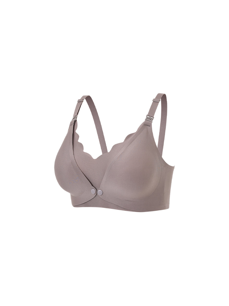 Solid Color Nursing Bra Front Opening Adjustable Straps Wire-Free for Maternity Coffee