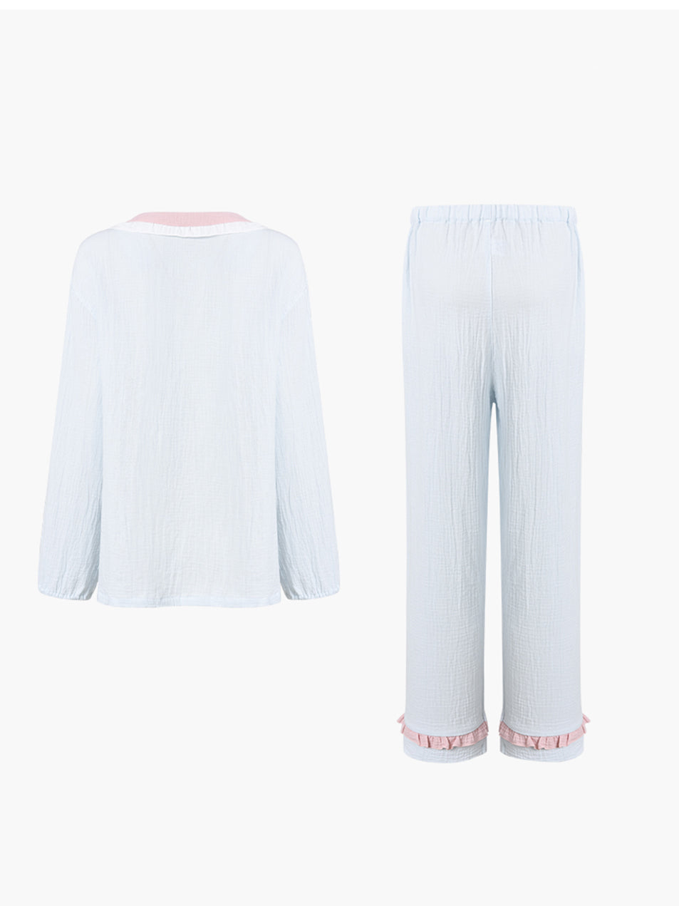 Maternity Contrast Piping Pocket Patched Shirt  Pants PJ Set Pajama Set For Mother